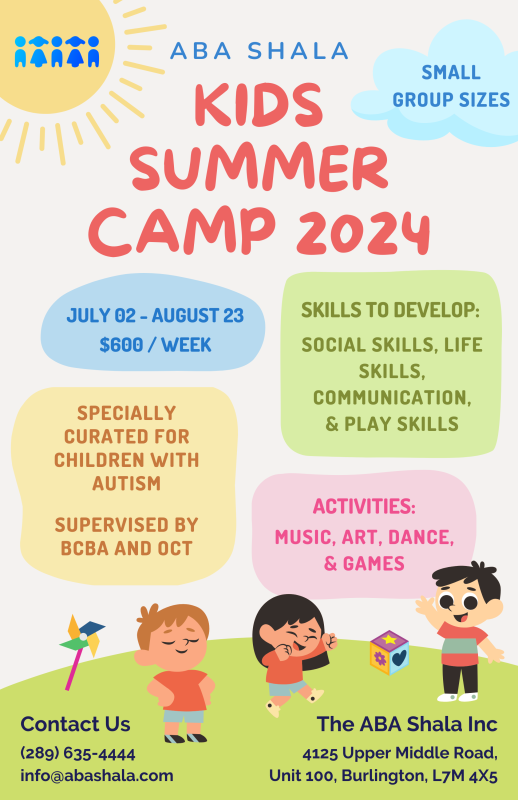 ABA Shala Summer Camp for Children with Autism Flyer 2024
